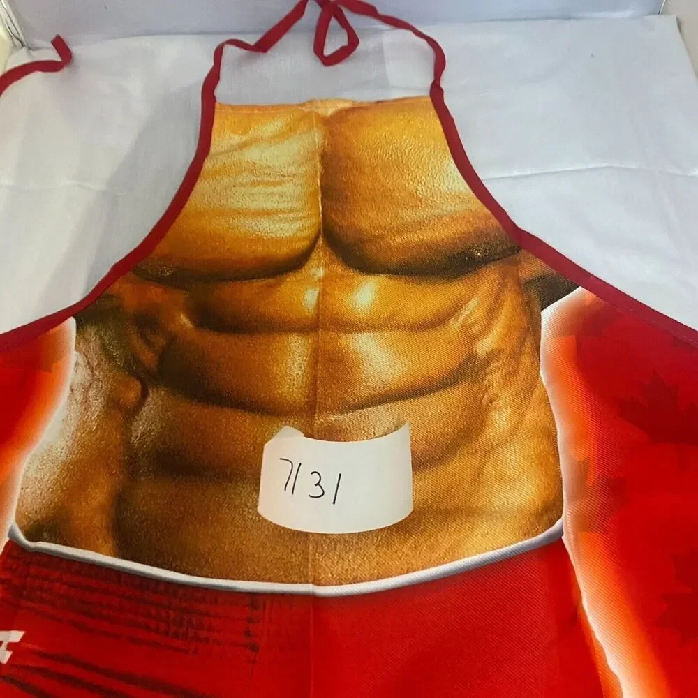#7131 I TATI Canada Mens Torso New Red BBQ BIB CHEF Apron